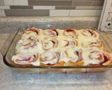 A picture of step 5 of Strawberry Rolls with Lemon Cream Cheese Glaze.