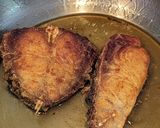 A picture of step 2 of Katla fish curry with raw mango.