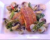 Pan fried sea bream with sake braised clams and broccolini recipe step 8 photo