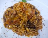 Foto del paso 10 de la receta: Arroz mantecoso de gochujang y papada ibérica con portobellos