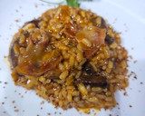 Foto del paso 10 de la receta: Arroz mantecoso de gochujang y papada ibérica con portobellos