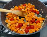 A picture of step 9 of Sweet Potato with Green Bell Pepper and Tomatoes in Fruity Sauce.