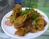 A picture of step 4 of Chilli kathal.