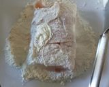 A picture of step 2 of Deep fried bacon wrapped cod.