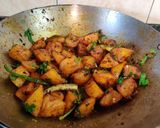A picture of step 7 of Jeera Aloo (no boiled).