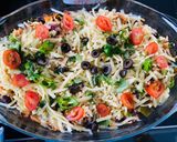A picture of step 5 of Mexican rice in oven.