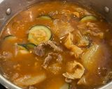 Foto langkah ke 5 dari resep Upgraded Doenjangjjigae 된장찌개 with Beef, Zucchini, Potato, Cabbage.