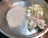 A picture of step 1 of Kuttu Aloo ki poori.