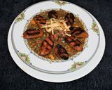 A picture of step 4 of Lentils with Chorizo and Crispy Tortilla Strips, Jon Style.