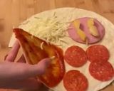 A picture of step 3 of Hawaiian pizza waffle / pizza flip.
