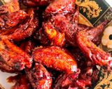 A picture of step 5 of KFC-like sticky fried wings.