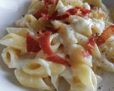 Foto del passaggio 3 della ricetta Pennette 4 formaggi e speck 🥓🧀😋
