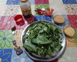A picture of step 1 of Lasooni Dal Palak with Gondhoraj lebu/ lemon.