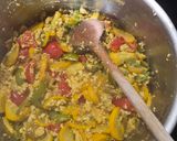 Tofu rántotta/lecsó cukkinivel vegán tojás nélküli szénhidrátszegény recept fázis 3 fotója
