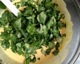A picture of step 1 of Besan methi cheela chickpea flour and fenugreek chila.