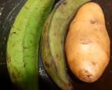 A picture of step 1 of Raw Banana and Potato Patty Veg Burger.