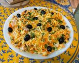 A picture of step 17 of Couscous with Tuna, Vegetables, Mint, and Black Olives.
