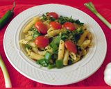 A picture of step 5 of Indian Italian style fusion pasta.