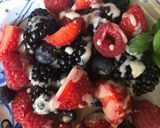 A picture of step 2 of Berries with tahini sauce.