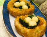 A picture of step 9 of Special bird nest With potato,vermicelli and cottage cheese egg.