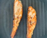 A picture of step 8 of Grilled salmon served with homemade chimichurri sauce.