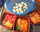 A picture of step 3 of Chicken veg manchurian with rice.