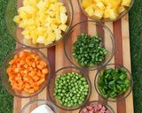 A picture of step 1 of Olivier salad.