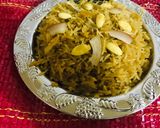 A picture of step 5 of Gur walay chawal.