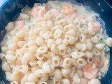 Pasta con calabacín y gambas