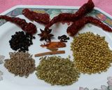 A picture of step 1 of Chettinad Chicken.