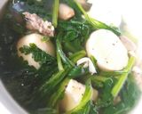 Hình bước làm 4 của món Canh rau cần đậu hủ trứng nấm rơm
