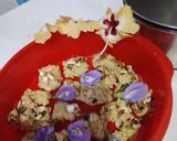 A picture of step 3 of Paneer kalakand with Koya dry fruits kesar dessert.