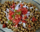 A picture of step 2 of Simple chana chaat with Imli ginger chutney.