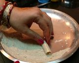 A picture of step 6 of Falahari Khandvi.
