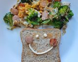 รูปขั้นตอนการทำที่ 4 ของ Broccoli Sausage Omelette&Toast