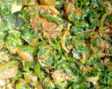 A picture of step 3 of Edika-Ikong soup.