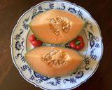 A picture of step 2 of California Farm Dried Meat Wrapped Melon Tapas.