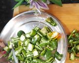 A picture of step 1 of Green Chilli Pickle.