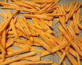 A picture of step 1 of Chicken burger with Cajun spiced sweet potato chips.