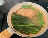 รูปขั้นตอนการทำที่ 3 ของ สเต็กอกไก่ซอสชาบูน้ำดำ เคียงด้วยผักคะน้าต้มและพริกหวาน เมนูเพื่อสุขภาพ