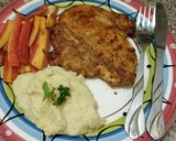 A picture of step 7 of Chicken steak with mesh potatoes 😋.
