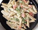 A picture of step 11 of White sauce pasta (veg).