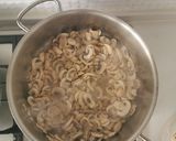 A picture of step 1 of Creamy Mushroom soup, drizzle truffle oil, rustic croutons.