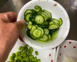 A picture of step 1 of New Onion and Cucumber Salad.