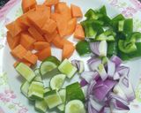 A picture of step 1 of Stir Fry (beef and vegies).