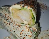 Foto del paso 8 de la receta: Canelón XXL de calabacín relleno de patata, rape y gambas langostineras