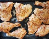 A picture of step 1 of Baked chicken with pineapples and capsicums (bell pepper).