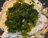 A picture of step 4 of Japanese style chicken spaghetti.