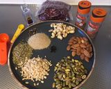 A picture of step 1 of Thandai masala mix.