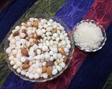 A picture of step 3 of Sabudana namkeen (less oil namkeen in 4 minutes in microwave).